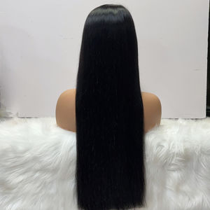 Pelucas de Cabello Humano Liso con Frente de Encaje 13x4, de 22, 24, 26 Pulgadas, Cabello Virgen Brasileño, Pre-Desplumadas para Mujeres Negras - Product Image 1