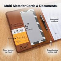 Portafolio de Cuero PU con Cierre y Bloc de Notas Tamaño A4 para Grabado Láser, Regalos Corporativos Personalizados