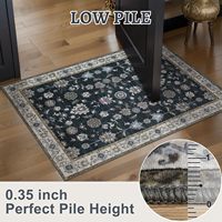 Tapis d'appoint Boho à imprimé style ferme 8x10 noir lavable antidérapant pour entrée, salon, dortoir, salle de bain, décoration intérieure