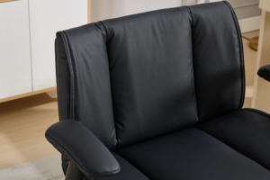 Criss Cross Chair with Flip-Up Armrests, Modern Green <b>Leather</b> Office Chair, Ergonomic, Cross Legged, Adjustable Height - Product Image 3