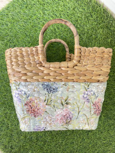Bolso de Mano Artesanal de Jacinto de Agua Tejido a Mano, Diseño Estético de Decoupage, Bolso de Paja Ecológico, Bolso de Playa para el Verano, Regalo para Vacaciones - Product Image 6