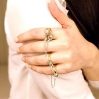 Nouvelle bague empilable avec pendentif en forme de larme étincelante en CZ, couleur or, design empilable, bague pour femme, bijoux avec chaîne à pampilles