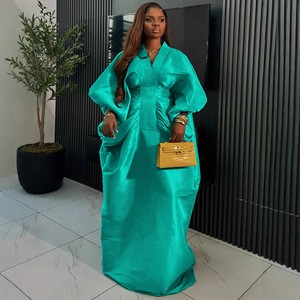 AM050759 Trendy African <strong>Dresses</strong> for Women Clothing Elegant V-neck Batwing Sleeve Ruched <strong>Loose</strong> Party <strong>Dresses</strong> Women Kaftan <strong>Dresses</strong> - Product Image 3