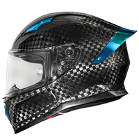 Casque de moto intégral en fibre de carbone 12K noir - Prêt à l'emploi - Certifié DOT et 3C - Unisexe - Direct usine