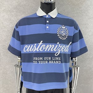 Camiseta Polo <span class=keywords><strong>de</strong></span> Hombre Oversize <span class=keywords><strong>de</strong></span> Algodón Pesado con Bloques <span class=keywords><strong>de</strong></span> Color y <span class=keywords><strong>Rayas</strong></span> Bordadas - Fabricantes <span class=keywords><strong>de</strong></span> Ropa Personalizada - Product Image 1
