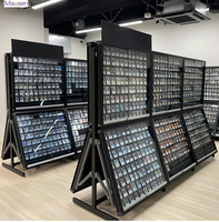 Maxsen Présentoir de Comptoir Autonome à 2 Niveaux avec Éclairage LED pour Cartes de Jeu, Panneaux de 5 mm, Surface Électrolytique Americana