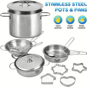 Kitchen Pretend Play <b>Toys</b> Kids Cooking Baking <b>Set</b> with Metal Cookware Pots <b>Pans</b> and Utensils Unisex - Product Image 4