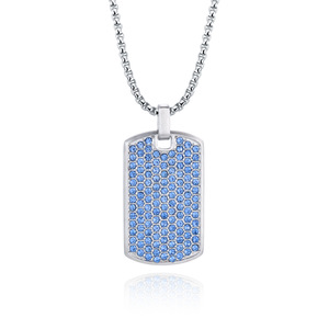 Vente en gros <span class=keywords><strong>Collier</strong></span> pendentif en acier inoxydable 316L avec étiquette de chien en zircon pour hommes Logo gravé sans ternissement <span class=keywords><strong>Collier</strong></span> avec étiquette <span class=keywords><strong>militaire</strong></span> en diamant - Product Image 1