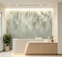 Papier peint mural personnalisé 3DSoft avec des feuilles de palmier tropicales vertes pour studio de yoga, studio photo, boutique, décoration murale commerciale
