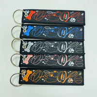 Logo personnalisé Tissu Porte-clés Broderie Écusson Porte-clés Étiquette brodée Insigne Etiquette tissée Écusson Porte-clés