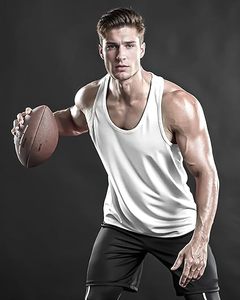 Мужская быстросохнущая Спортивная майка с цепочкой на пуговицах - Product Image 1