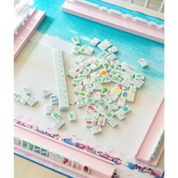 Tuiles de Mahjong Américaines Personnalisées de Luxe Thème Plage Tropicale, Flamingo Blanc, Voilier, Tuiles de Jeu en Acrylique Mono-couche, Vente en Gros