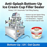 Machine de remplissage et de scellage automatique rotative pour coupes de crème glacée avec système anti-éclaboussures et UV