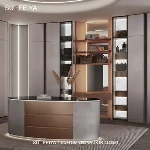 Customized High Quality Villa Big Lacquer Walk In Closet Wardrobe Cabinet Systems Organizer