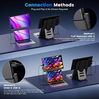 Écran d'extension pour ordinateur portable 15,6 pouces FHD 1080P IPS, moniteur portable rotatif, écran détachable pour ordinateurs portables de 12 à 17,3 pouces, Plug & Play