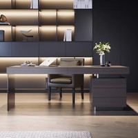 Bureau d'étude en bois mobile de luxe minimaliste italien, design haut de gamme, bureau d'ordinateur/d'écriture pour maison moderne, bureau de direction