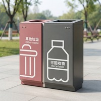 Poubelle double à pédale en acier inoxydable thermolaqué robuste pour le recyclage, idéale pour les parcs publics et les espaces commerciaux extérieurs