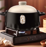 Casserole en céramique noire de haute qualité avec couvercle Pot à soupe en porcelaine de conception moderne pour un usage domestique