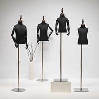 Mannequin demi-corps pour magasin de vêtements pour enfants, présentoir de mannequin en lin noir pour garçons et filles, vitrine