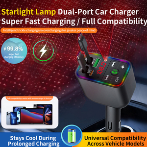 <span class=keywords><strong>Cargador</strong></span> de Coche Retráctil BT 5.3 con Starlight, Carga Rápida de 30W, Puertos Tipo-C y USB, Transmisor FM, Compatible con Cámara y Reloj Inteligente - Product Image 2