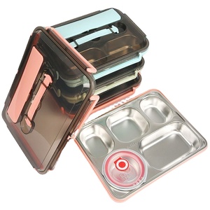 304 Food Grade Leakproof Wholesale School 3/4 Compartment Insulated Stainless Steel Bento Box Insulated Lunch Box Kitchen