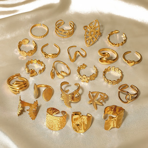 Оптовые регулируемые кольца-браслеты MW с покрытием из 18-каратного золота PVD для женщин, водонепроницаемые, из нержавеющей стали, в форме сердца, модные - Product Image 1