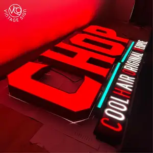 Lettere acrilico 3D Lit Shop Hello Light Front Signage Led Frontlit Leter Sign Outdoor Metal Led pubblicità lettere segni