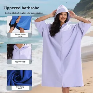 <span class=keywords><strong>Peignoir</strong></span> de bain à manches zippées, serviette de plage, serviette de bain à séchage rapide, protection solaire, pour la plongée et le surf transfrontalier - Product Image 2