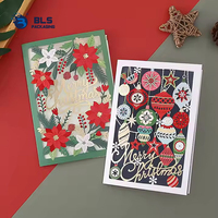 Ensemble de cartes de Noël pop-up élégantes avec logo personnalisé OEM, motif couronne d'étoiles et flocons de neige dorés, pour le branding de détail des fêtes