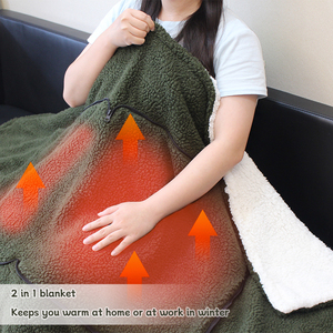 ผ้าห่มนำกลับมาใช้ใหม่ในฤดูหนาวผ้าห่มถักด้วย USB สำหรับการเดินทางกลางแจ้งผ้าห่มปิกนิกที่บ้านในโรงพยาบาล - Product Image 3