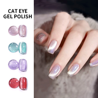 Vernis Gel UV Sans HEMA pour Fournisseur d'Ongles, Professionnel, DIY, à Base d'Eau, Pailleté, 24 Couleurs, Effet Œil de Chat Argenté Arc-en-ciel, Longue Durée