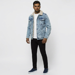 High Quality <b>Custom</b> Design Men's Hooded Windproof Vintage <b>Denim</b> <b>Jackets</b> with Stand Collar 100% Cotton OEM Service - Product Image 1