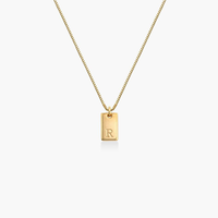 Collar con Inicial Dorada al por Mayor, Collar Minimalista para Mujer con Nombre Personalizado Grabado, Cadena con Caja, Joyería de Moda, Aretes