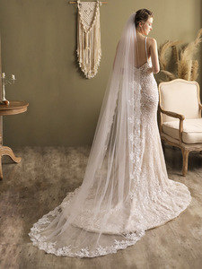 <span class=keywords><strong>Voile</strong></span> de mariée simple et long avec peigne, broderie en dentelle, maille, décalcomanie, <span class=keywords><strong>petite</strong></span> traîne, <span class=keywords><strong>voile</strong></span> de mariée pour église - Product Image 6