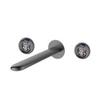Robinet de lavabo mural moderne en chrome à 2 poignées, avec cartouche céramique et capteur tactile, pour salle de bain et cuisine