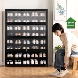 Zapatero de Bambú Simple <span class=keywords><strong>con</strong></span> <span class=keywords><strong>Puerta</strong></span> de Múltiples Niveles <span class=keywords><strong>para</strong></span> la Entrada del Hogar - Product Image 3