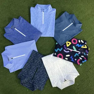Custom All Over Print Polyester Spandex Men's Sport Quarter 1/4 Zip Neck Golf Wear Pullovers Sweatshirts