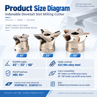 Tête de fraiseuse à queue d'aronde indexable CNC VCMR45 D50/63mm pour plaquettes en carbure VCMT