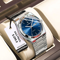 Montre pour homme Poedagar, style business décontracté, étanche, lumineuse, avec date, quartz, bracelet en acier inoxydable, montre de luxe pour homme