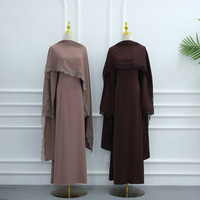 Nouvelle Abaya Islamique 2026 pour Femme, Robe Musulmane Couleur Unie en Nida à Manches Longues, Cape Modeste et Châle, Ensemble 2 Pièces