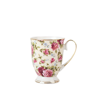 Mug en Porcelaine Fine en Gros, Tasse à Café Florale en Céramique sur Pied avec Logo Personnalisé