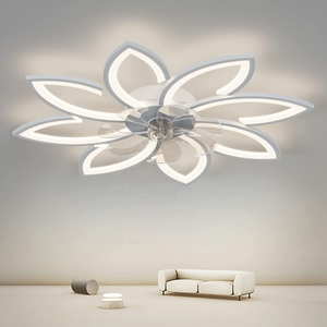 Nouveau ventilateur <span class=keywords><strong>de</strong></span> plafond moderne LED ABS avec lumière 26 "profil bas APP et télécommande lustre en forme <span class=keywords><strong>de</strong></span> fleur - Product Image 1