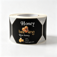 Étiquettes personnalisées écologiques pour pots de miel, autocollants en vinyle imperméables, formes personnalisées, étiquettes d'emballage pour miel cru 100% naturel