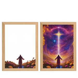 Hot Selling Handmade Still Life Jesus Christ Light <b>Painting</b> on Black Wood <b>Frames</b> Faithful Shadow Box - Product Image 3
