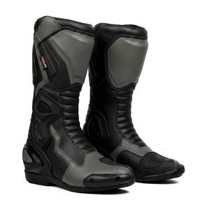 Bottes de moto pour hommes, vert et noir, fermeture éclair à la cheville, tige en PU, semelle extérieure en caoutchouc, semelle intermédiaire en EVA, doublure en maille antidérapante, toutes saisons, protection des orteils - Product Image 1