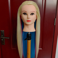 Tête de mannequin pour la formation en coiffure, cheveux synthétiques doux et lisses à 100%, têtes de mannequin pour la formation en coiffure, mannequins blonds pour les coiffures