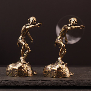 Elder Figure Art Sculpture Brass 2Pcs Tabletop Home <b>Decor</b> Study Bookshelf Desktop Ornament - Product Image 1