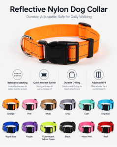 Reflective Nylon Dog <b>Collar</b> <b>Leash</b> Set Adjustable Buckle <b>Pet</b> Lead Set for Walking Training - Product Image 5