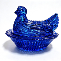 Vente en gros d'usine : Pot à bonbons en verre irisé en forme de poulet, plat de rangement ovale, récipient décoratif de table pour cuisine et salon
