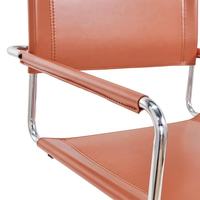 Chaise de salle à manger Bauhaus moderne en cuir brun et acier inoxydable, design contemporain pour la maison